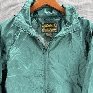 Vintage Eddie Bauer Jacket Mens M Green Anorak Rain Hooded Nylon